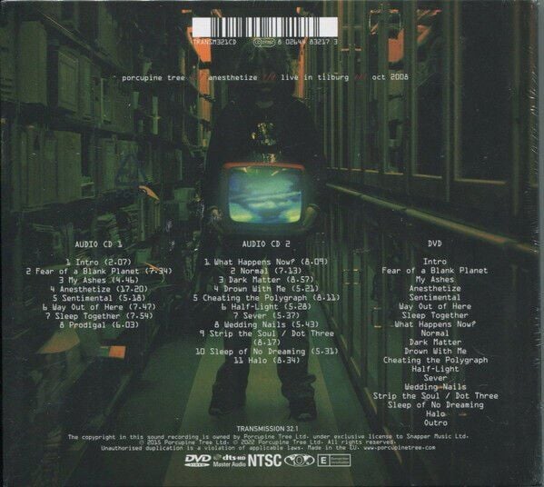 PORCUPINE TREE – ANESTHETIZE / LIVE IN TILBURG - OCT 2008 (2015) - 2CD+DVD 2022 REISSUE DIGIPAK AMBALAJINDA SIFIR