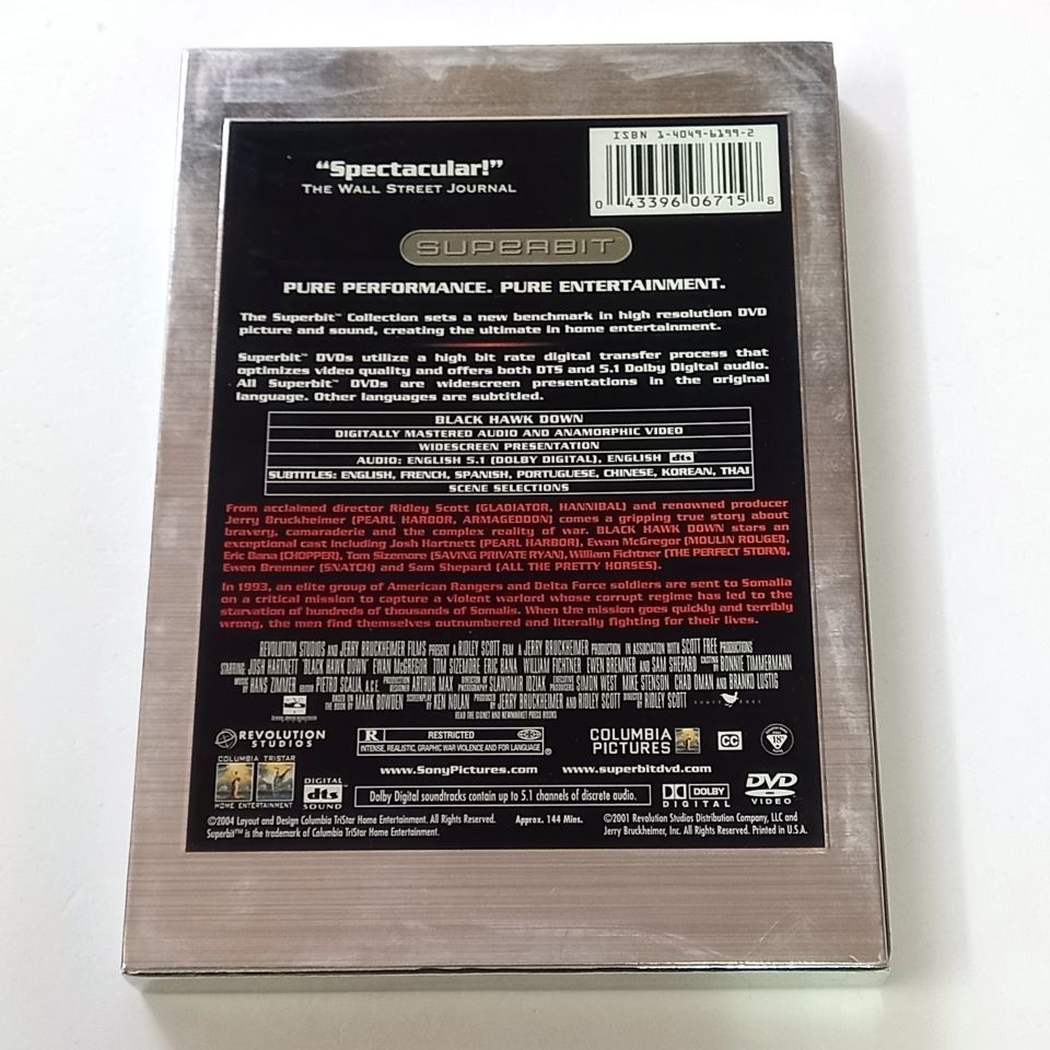 BLACK HAWK DOWN - JOSH HARTNETT, EWAN MCGREGOR, TOM SIZEMORE - YÖN.: RIDLEY SCOTT -DVD SUPERBIT COLLECTION SLIPCOVER 2.EL 1. BÖLGE TR ALTYAZI YOKTUR