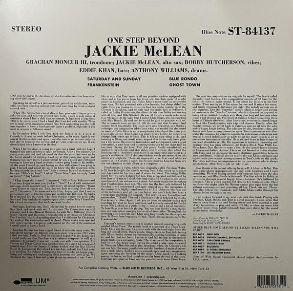 JACKIE McLEAN - ONE STEP BEYOND (1964) - LP BLUE NOTE CLASSIC VINYL SERIES 180GR 2025 EDITION SIFIR PLAK