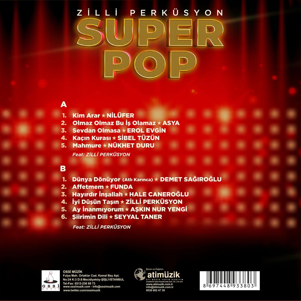 SUPER POP / ZİLLİ PERKÜSYON - ASYA AŞKIN NUR YENGİ EROL EVGİN NİLÜFER NÜKHET DURU ... (2023) - LP SIFIR PLAK
