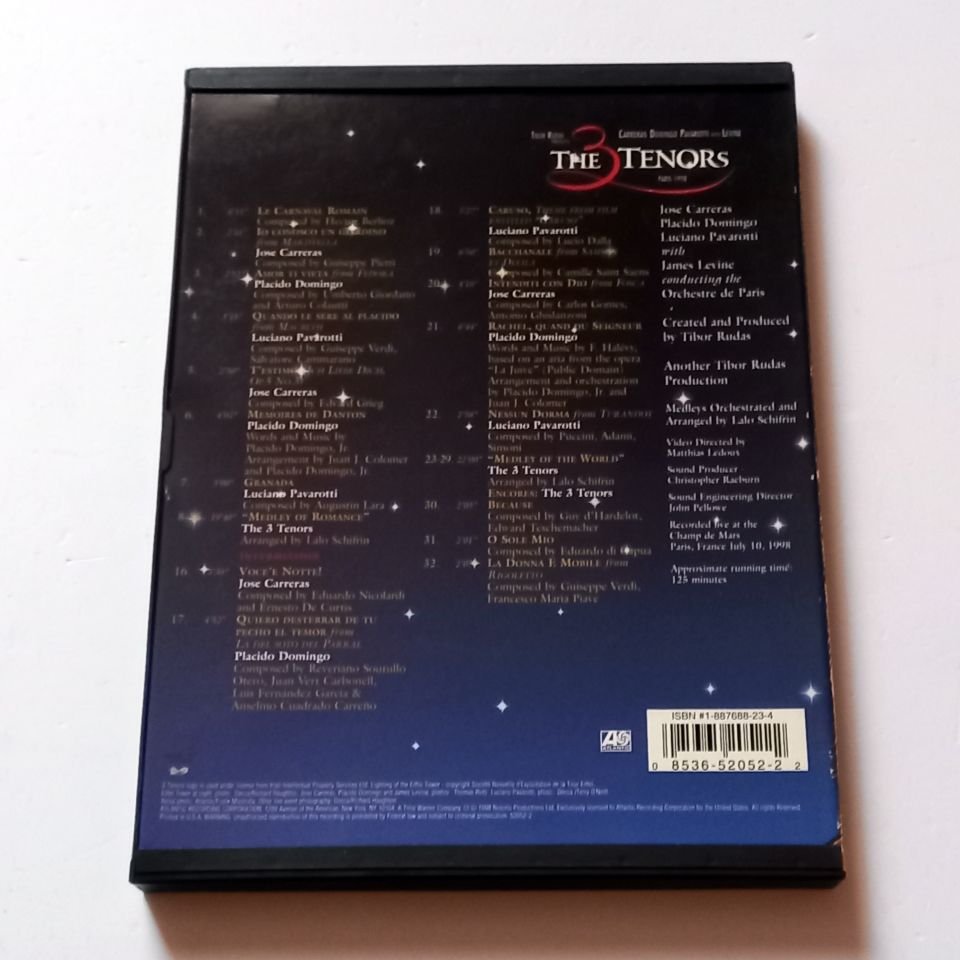 THE THREE TENORS - PARIS 1998 (1998) - DVD SNAPCASE 2.EL