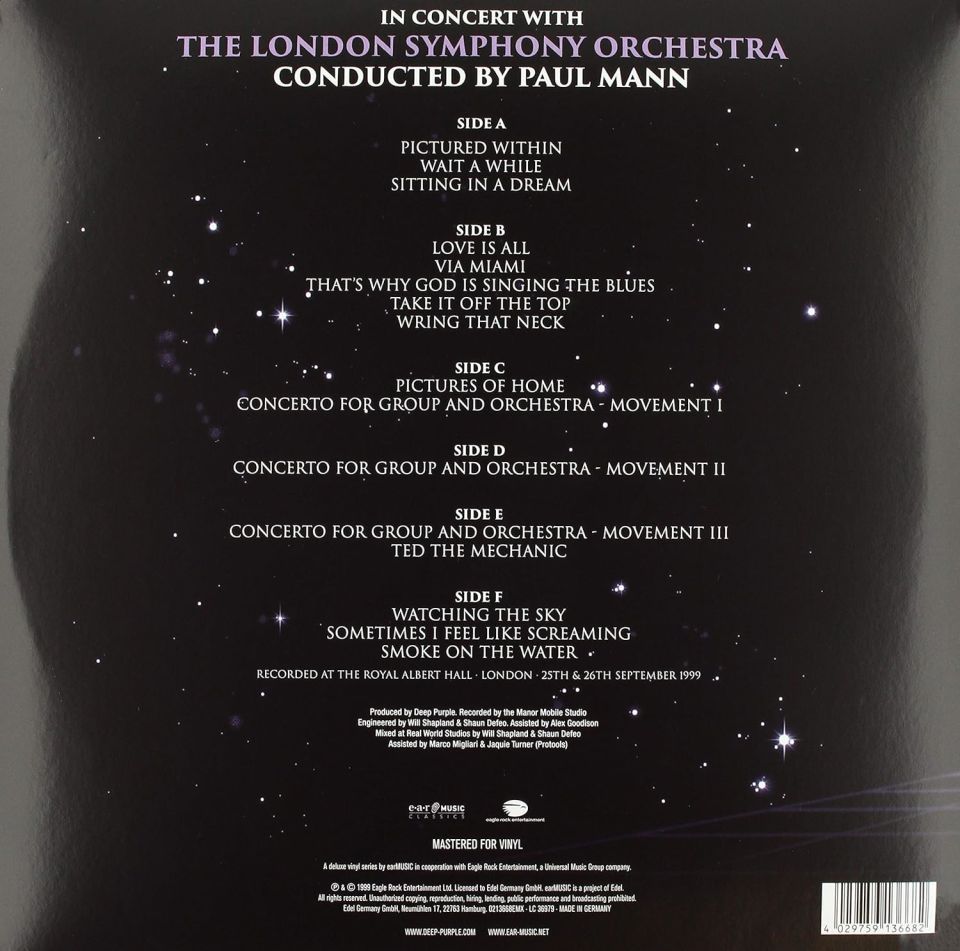 DEEP PURPLE - IN CONCERT WITH THE LONDON SYMPHONY ORCHESTRA (1999) - 3LP 180GR 2019 EDITION GATEFOLD SIFIR PLAK