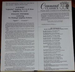 SCHUBERT SYMPHONY NO:8 & 3 THE PITTSBURGH SYMPHONY ORCHESTRA WILLIAM STEINBERG - LP 2.EL
