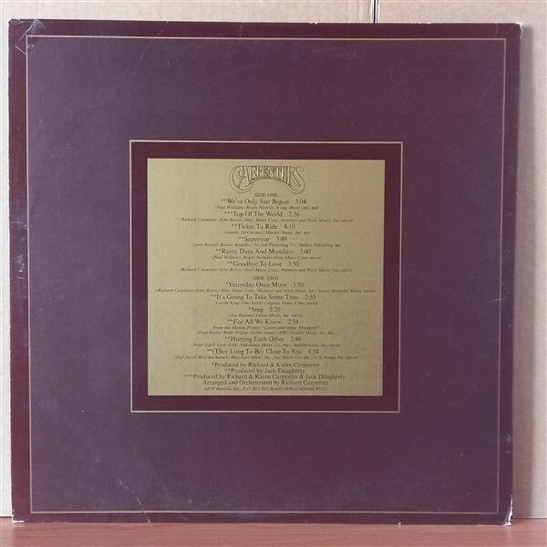 CARPENTERS – THE SINGLES 1969-1973 (1973) - LP 2.EL PLAK