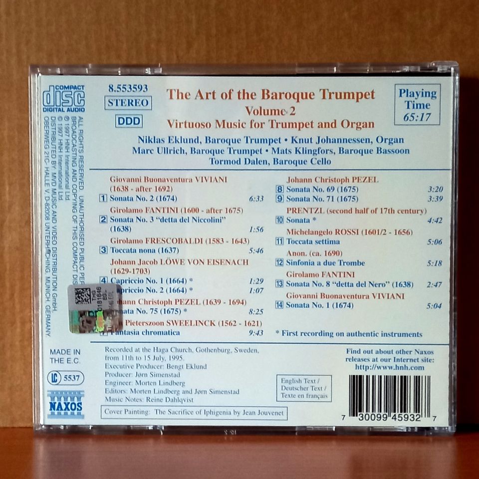 THE ART OF THE BAROQUE TRUMPET, VOL. 2 / FANTINI, VIVIANI, PEZEL, LÖWE VON EISENACH, PRENTZEL, FRESCOBALDI, ROSSI, SWEELINCK / NIKLAS EKLUND, KNUT JOHANNESSEN (1997) - CD 2.EL