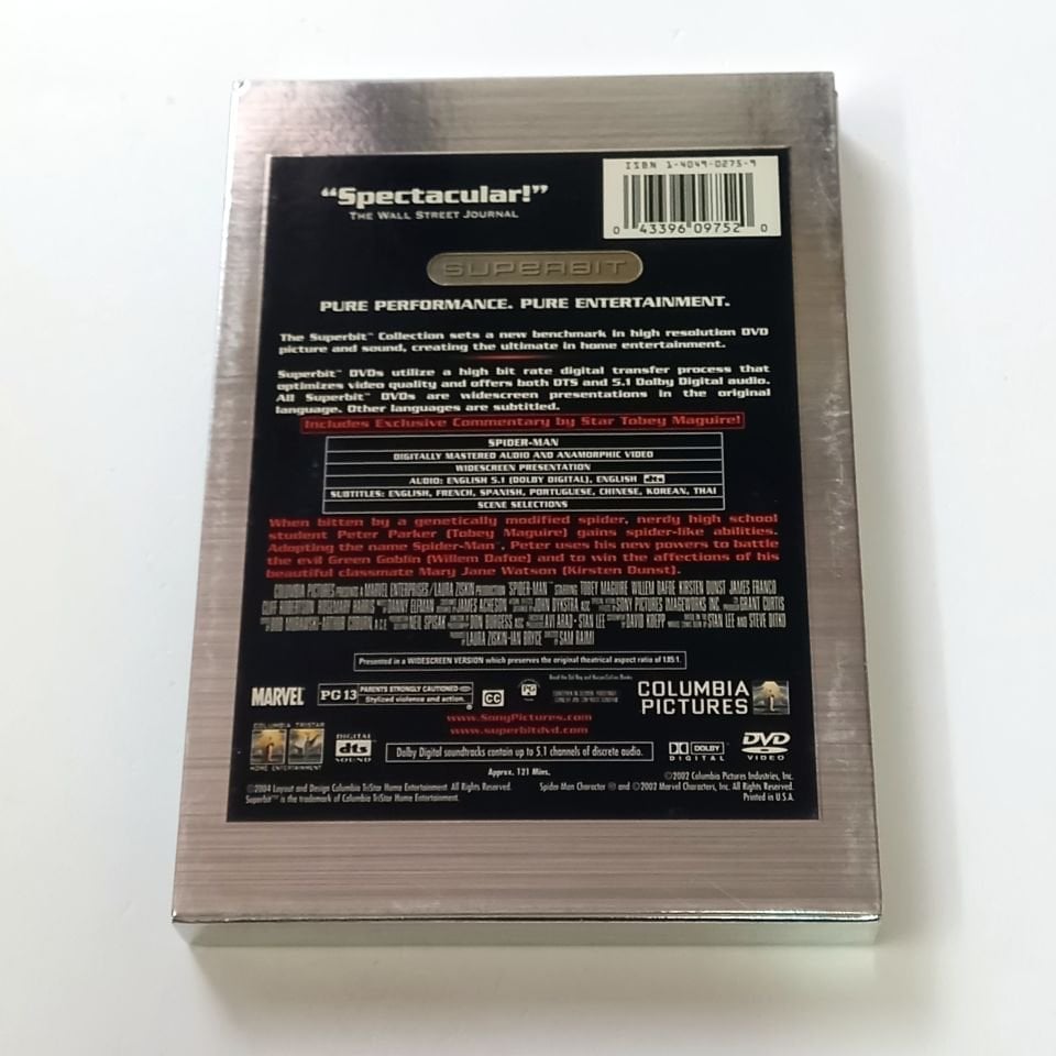 SPIDER-MAN - TOBEY MAGUIRE, WILLEM DAFOE, KIRSTEN DUNST - YÖN.: SAM RAIMI - DVD SUPERBIT COLLECTION SLIPCOVER 2.EL 1. BÖLGE TR ALTYAZI YOKTUR