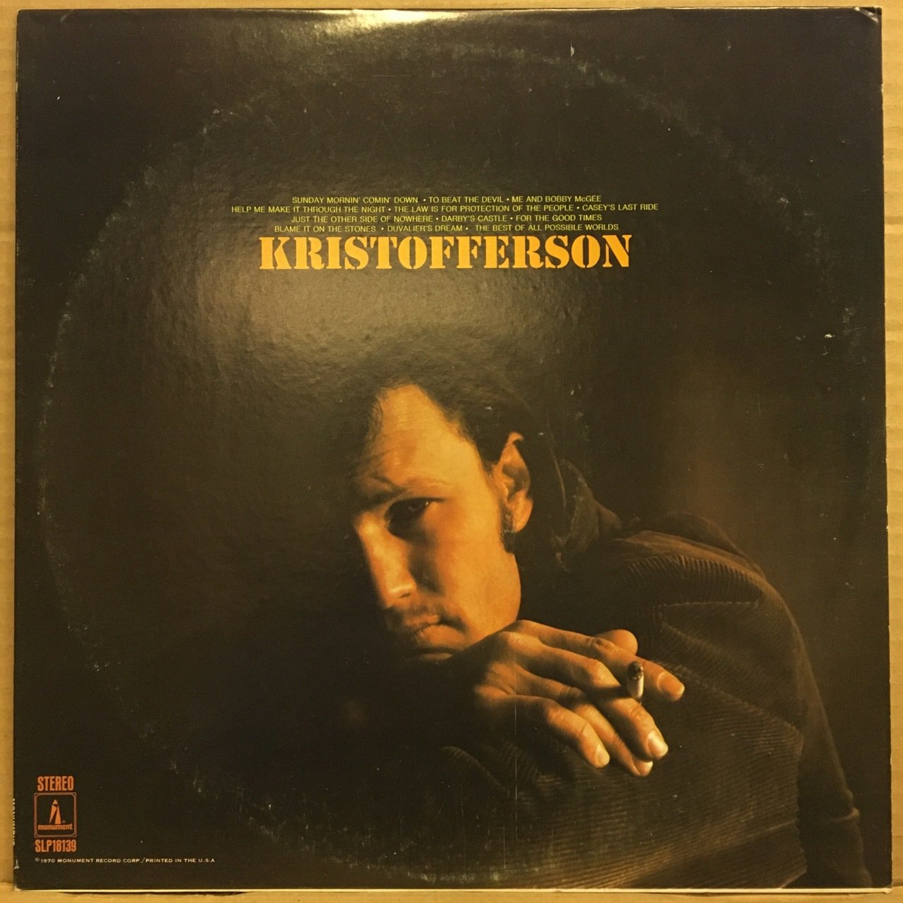 KRIS KRISTOFFERSON - KRISTOFFERSON (1970) REISSUE 2.EL PLAK