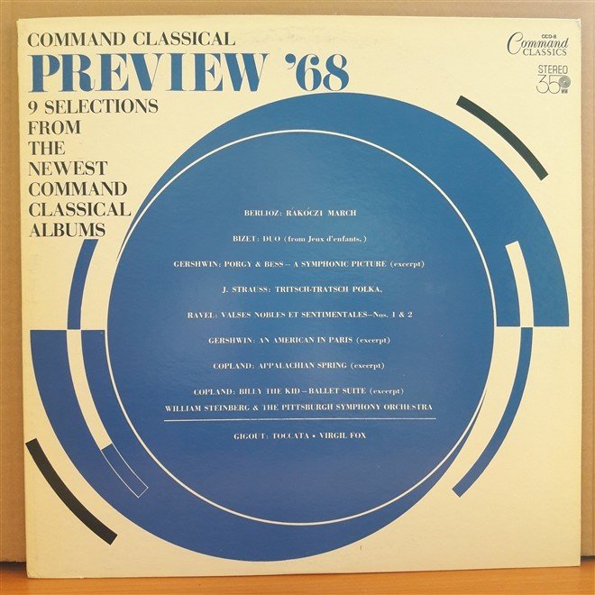 PREVIEW '68 - 9 SELECTIONS FROM THE NEWEST COMMAND CLASSICAL ALBUMS - LP 2.EL PLAK