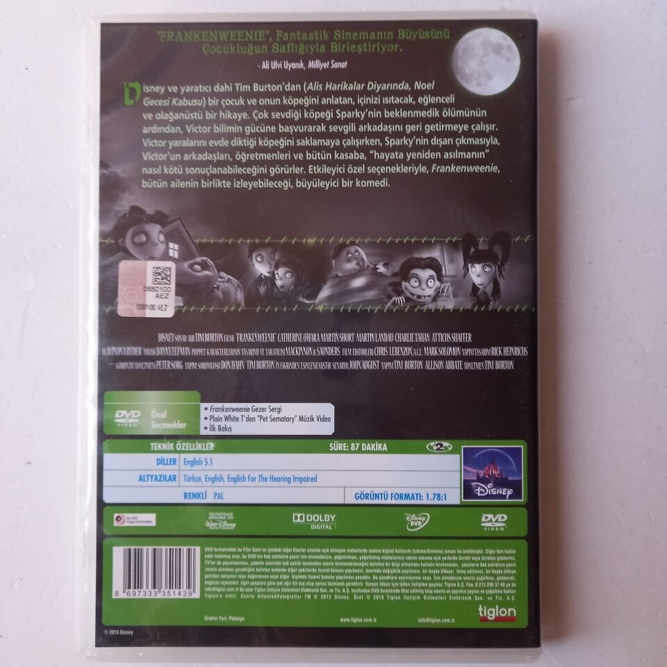 FRANKENWEENIE - TIM BURTON - DVD 2.EL
