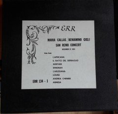 MARIA CALLAS BENIAMINO GIGLI SAN REMO CONCERT - LP 2.EL
