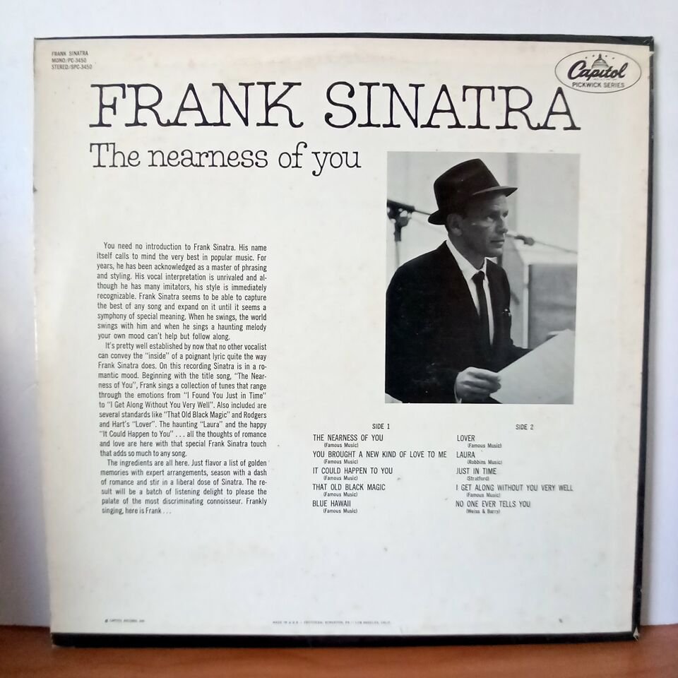 FRANK SINATRA – THE NEARNESS OF YOU (1967) - LP 2.EL PLAK