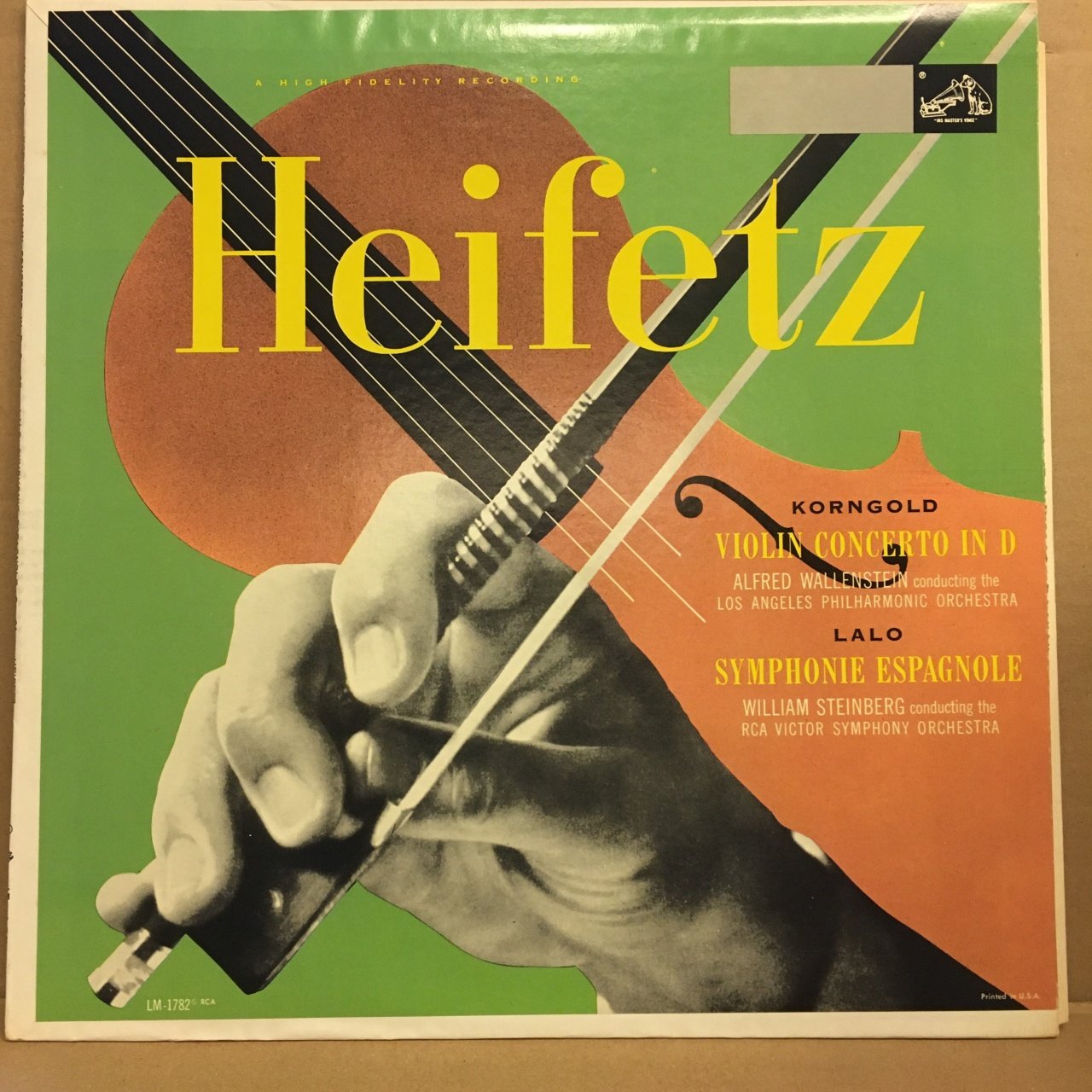 KORNGOLD VIOLIN CONCERTO / LALO SYMPHONIE ESPAGNOLE, JASCHA HEIFETZ (1954) REISSUE MONO 2.EL PLAK