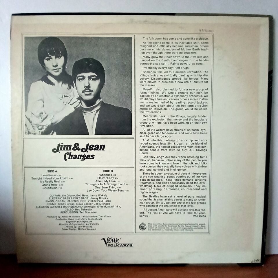 JIM & JEAN – CHANGES (1966) - LP 2.EL PLAK