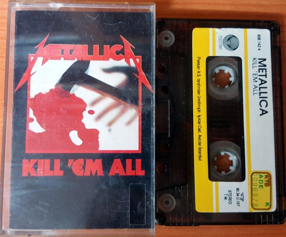 METALLICA - KILL 'EM ALL (1990) PLAKSAN CASSETTE MADE IN TURKEY ''USED'' PAPER LABEL