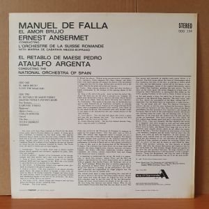 EL AMOR BRUJO: EL RETABLO DE MAESE PEDRO / FALLA / ANSERMET/ARGENTA (1966) - LP 2.EL PLAK