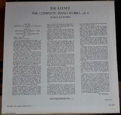 BRAHMS COMPLETE PIANO WORKS JULIUS KATCHEN - LP 2.EL