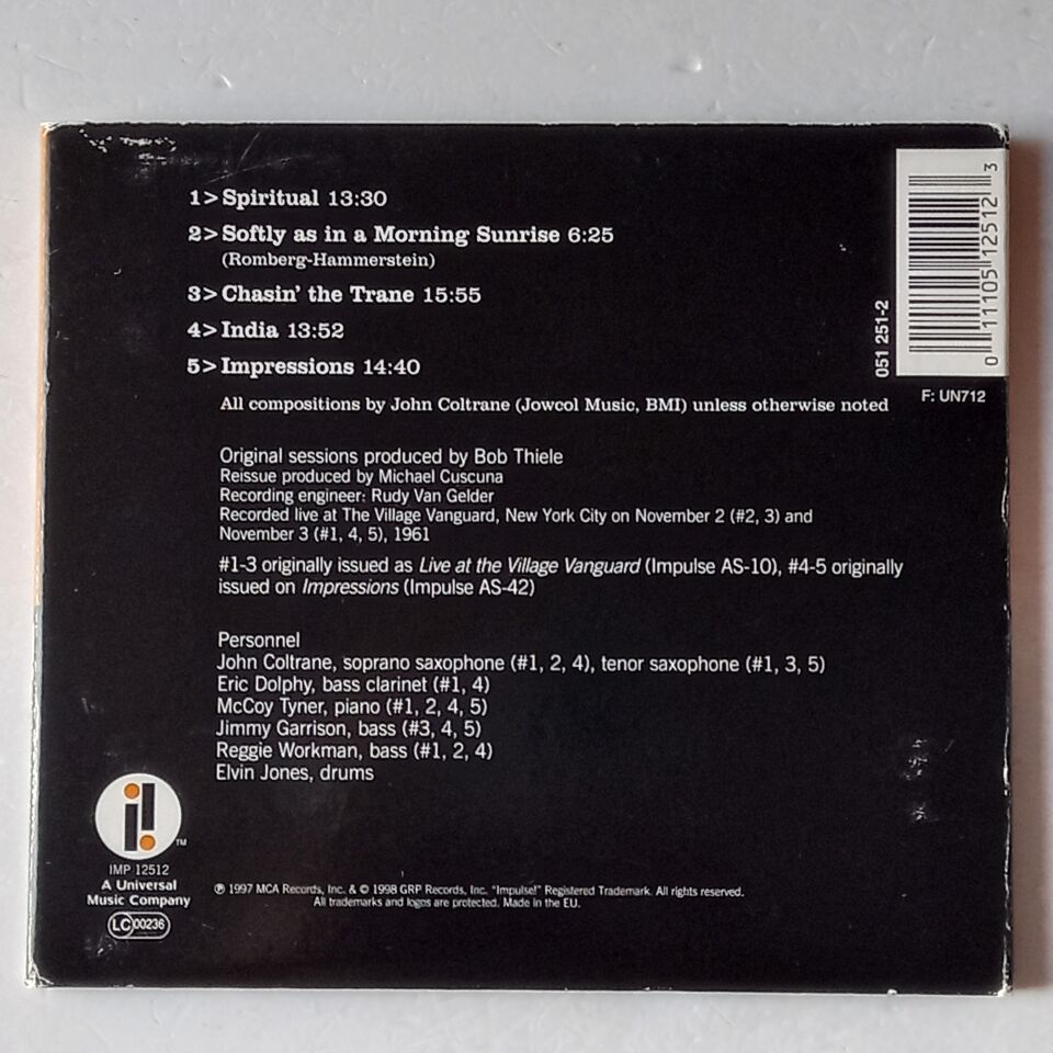 JOHN COLTRANE – LIVE AT THE VILLAGE VANGUARD / THE MASTER TAKES (1998) - CD DIGIPAK 2.EL