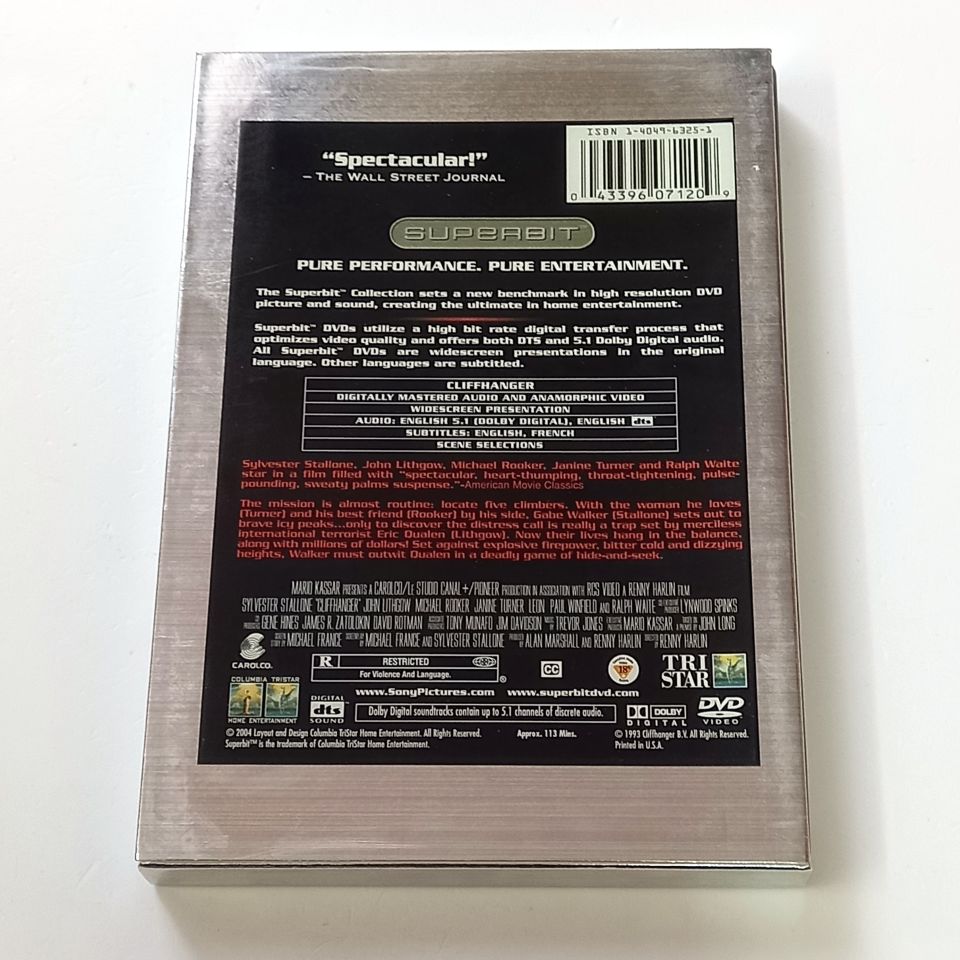 CLIFFHANGER - SYLVESTER STALLONE, JOHN LITHGOW - YÖN.: RENNY HARLIN - DVD SUPERBIT COLLECTION SLIPCOVER 2.EL 1. BÖLGE TR ALTYAZI YOKTUR