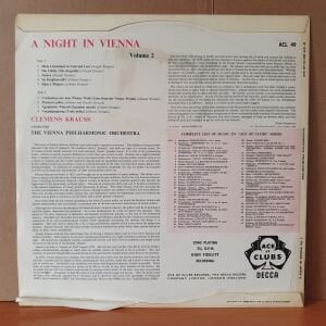 A NIGHT IN VIENNA VOLUME 2 / MUSIC OF JOHANN AND JOSEPH STRAUSS / VIENNA PHILHARMONIC ORCHESTRA, CLEMENS KRAUSS (1959) - LP 2.EL PLAK