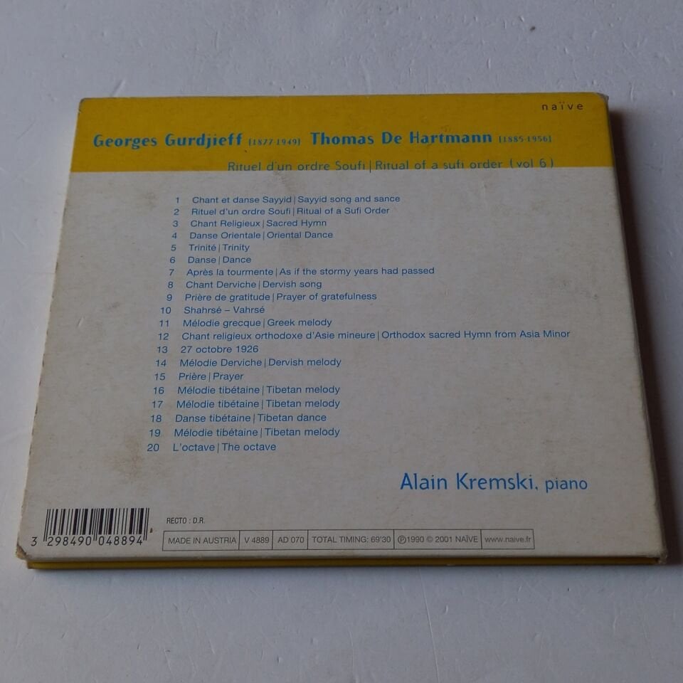 GURDJIEFF, DE HARTMANN, ALAIN KREMSKI – RITUEL D\'UN ORDRE SOUFI (2001) - CD DIGIPAK 2.EL
