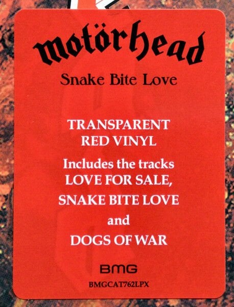 MOTÖRHEAD - SNAKE BITE LOVE (1998) - LP 2023 REISSUE TRANSPARENT RED VINYL SIFIR PLAK