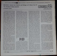 BRAHMS CLARINET QUINTET DAVID OPPENHEIM, THE BUDAPEST STRING QUARTET - LP 2.EL