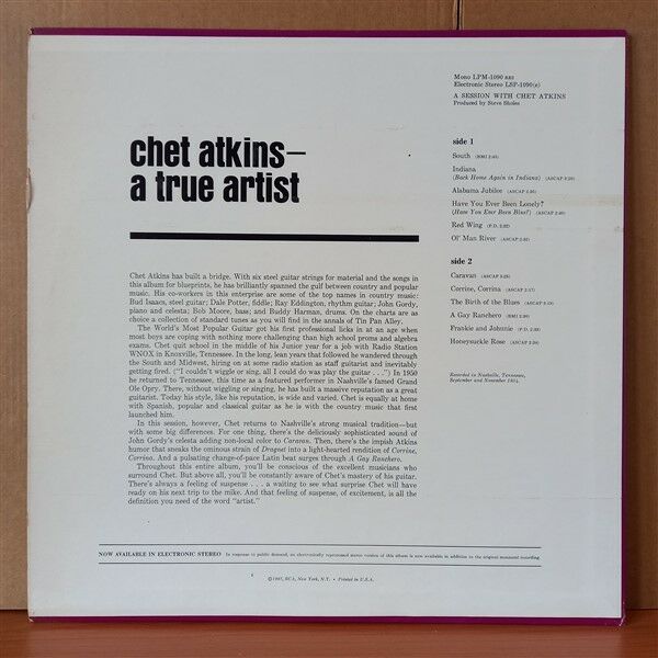 CHET ATKINS – A SESSION WITH CHET ATKINS (1967) - LP 2. EL PLAK