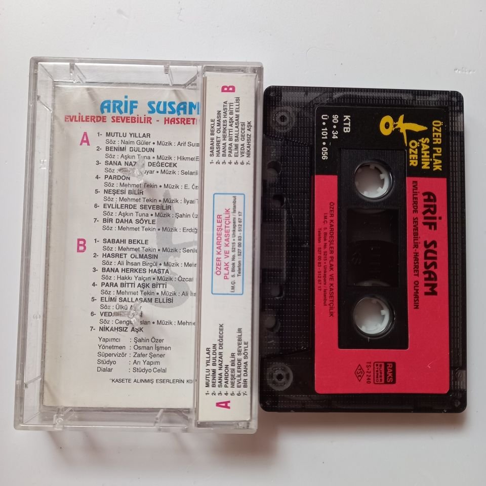 ARİF SUSAM - EVLİLERDE SEVEBİLİR / HASRET OLMASIN (1990) - KASET 2.EL