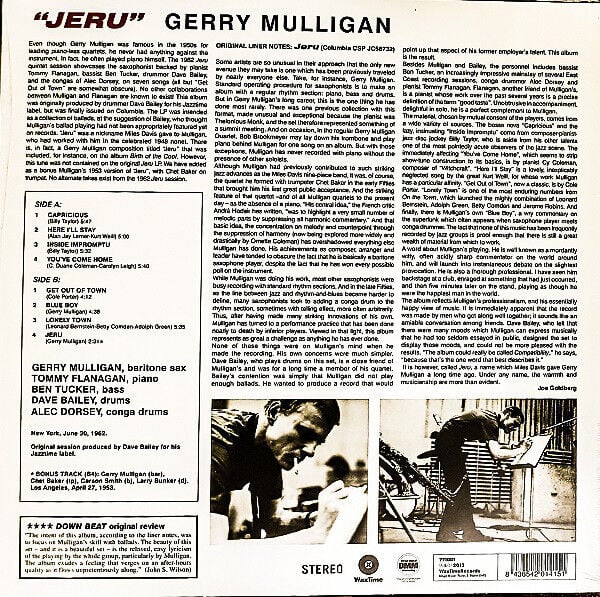 GERRY MULLIGAN – JERU (1963) - LP 2013 REMASTERED REISSUE 180GR SIFIR PLAK