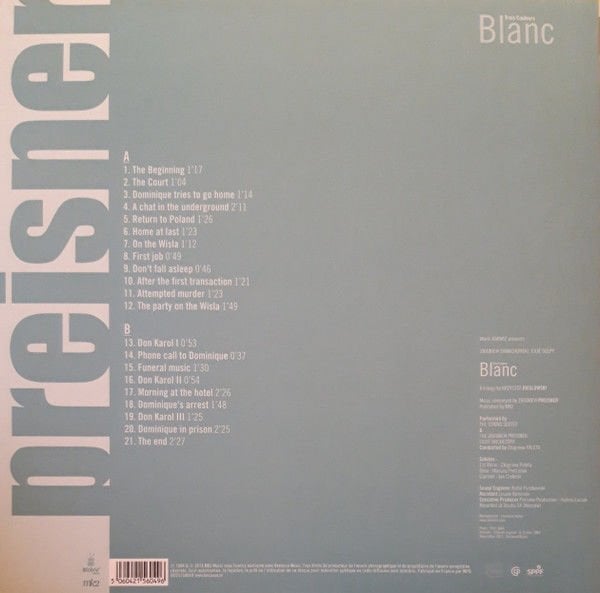 TROIS COULEURS BLANC / THREE COLOURS WHITE - SOUNDTRACK / MUSIC BY ZBIGNIEW PREISNER (1994) - LP 2015 EDITION SIFIR PLAK