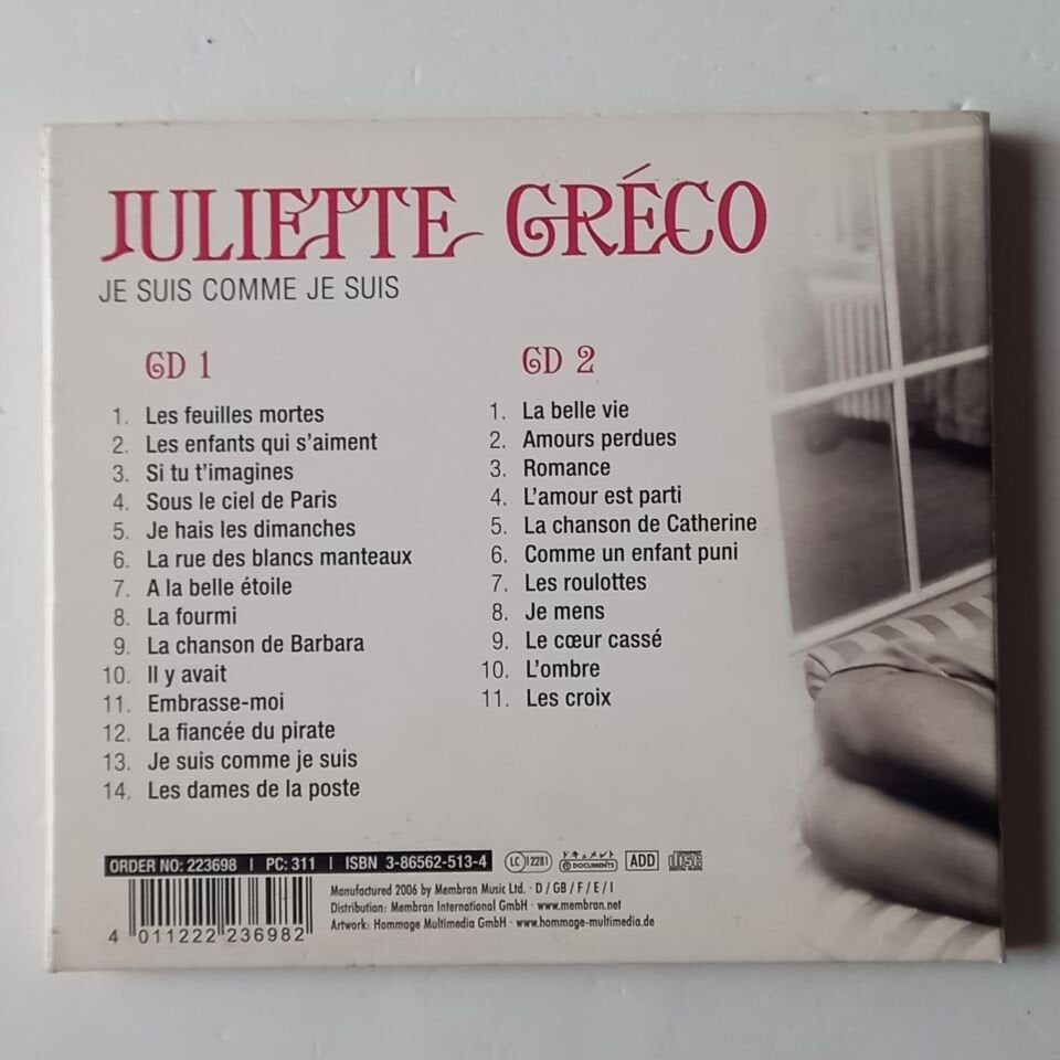 JULIETTE GRECO – JE SUIS COMME JE SUIS (1999) - 2CD DIGIPAK 2.EL