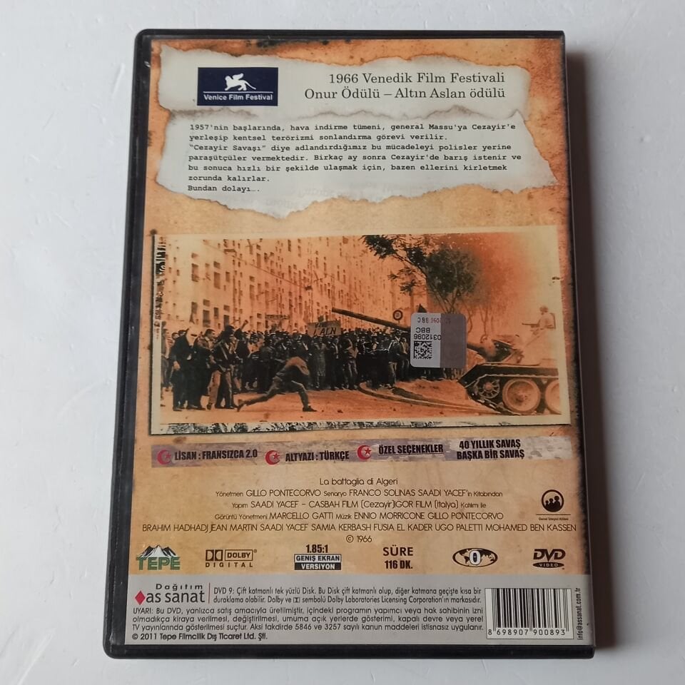 CEZAYİR SAVAŞI / LA BATTAGLIA DI ALGERI - SAADI YACES, JEAN MARTIN - DVD 2.EL