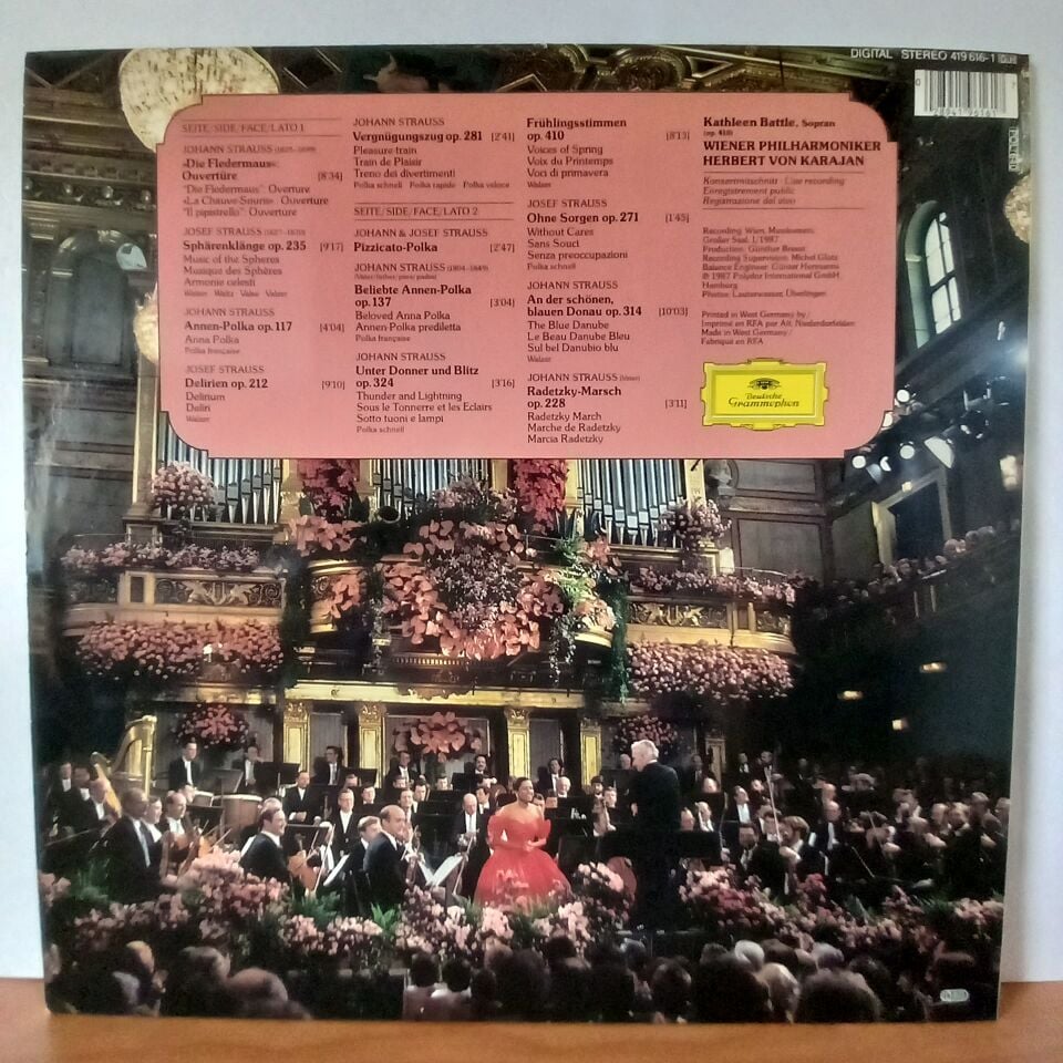 NEUJAHRSKONZERT IN WIEN / KATHLEEN BATTLE, WIENER PHILHARMONIKER, HERBERT VON KARAJAN (1987) - LP 2.EL PLAK