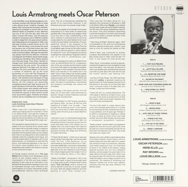 LOUIS ARMSTRONG & OSCAR PETERSON - LOUIS ARMSTRONG MEETS OSCAR PETERSON (1959) - LP 180GR 2010 EDITION SIFIR PLAK