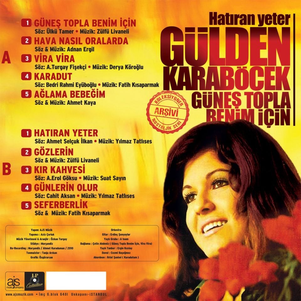 GÜLDEN KARABÖCEK - HATIRAN YETER / GÜNEŞ TOPLA BENİM İÇİN (1990) - LP 2023 BASKI SIFIR PLAK