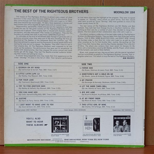 THE RIGHTEOUS BROTHERS – THE BEST OF THE RIGHTEOUS BROTHERS (1966) - LP 2. EL PLAK