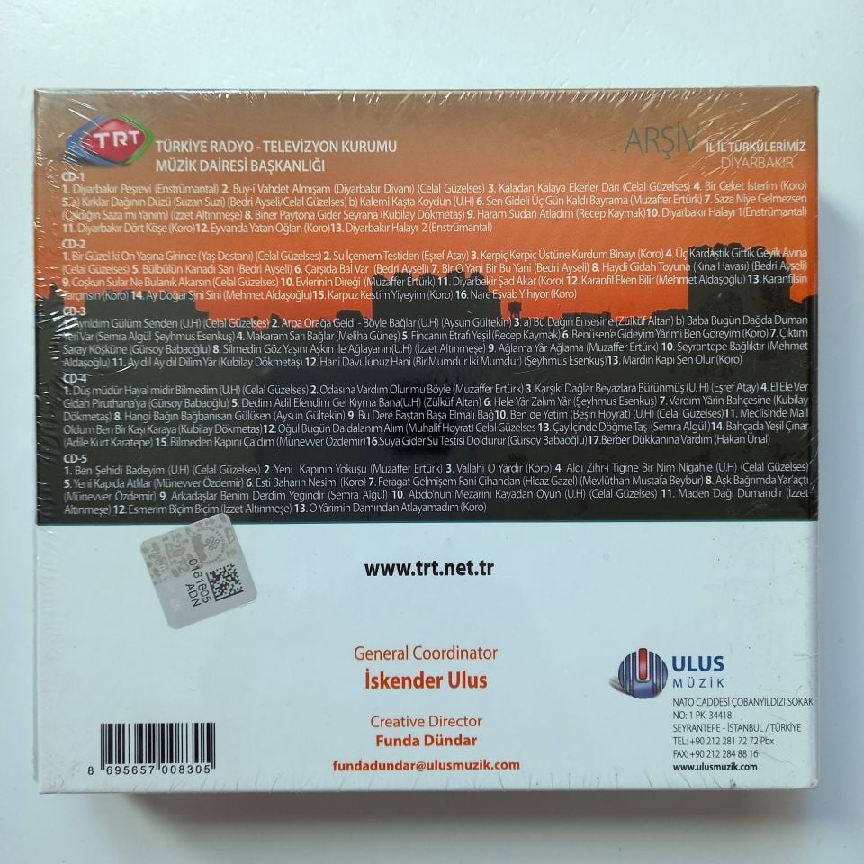 DİYARBAKIR / İL İL TÜRKÜLERİMİZ / TRT ARŞİV SERİSİ 222 - 5CD SIFIR