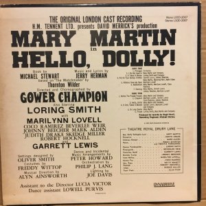 HELLO DOLLY (MUSICAL) - MARY MARTIN / MUSIC BY JERRY HERMAN (1965) - LP 2.EL PLAK