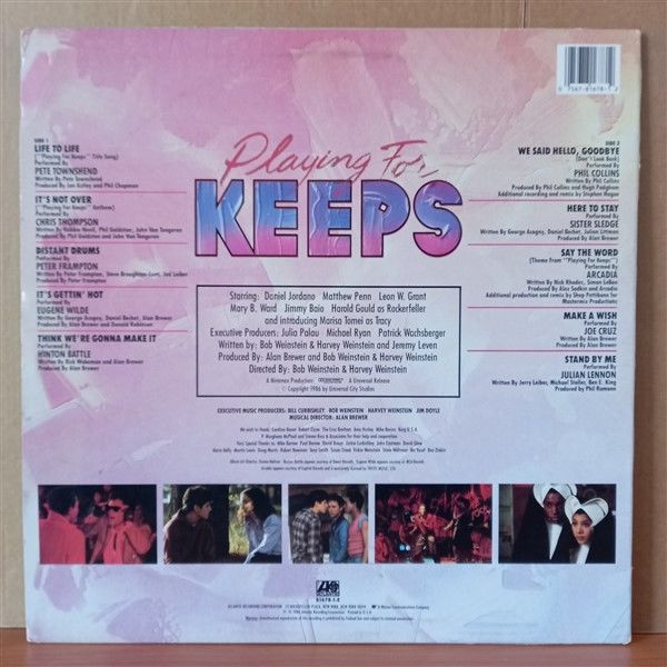 PLAYING FOR KEEPS / ORIGINAL MOTION PICTURE SOUNDTRACK / PETE TOWNSHEND, PETER FRAMPTON, ARCADIA, PHIL COLLINS, SISTER SLEDGE (1986) - LP 2.EL PLAK