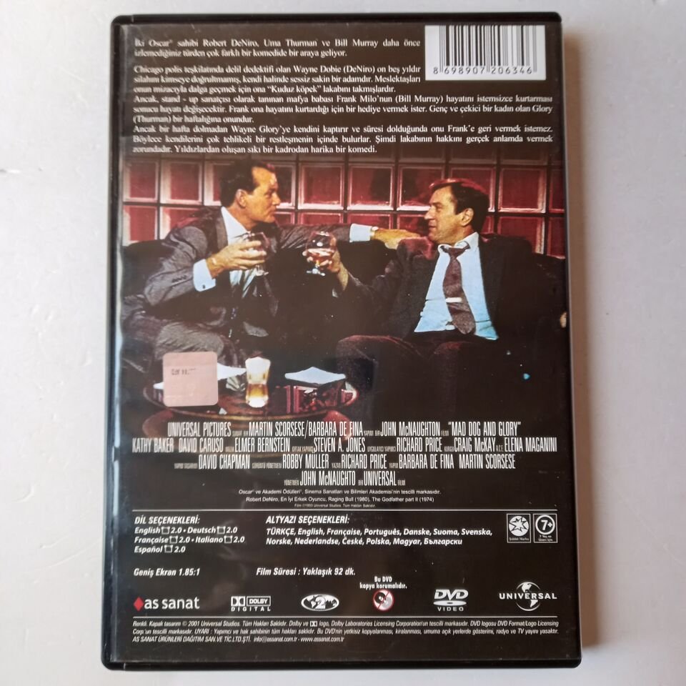 HEDİYELİK KIZ / MAD DOG AND GLORY - ROBERT DE NIRO, UMA THURMAN, BILL MURRAY - DVD 2.EL