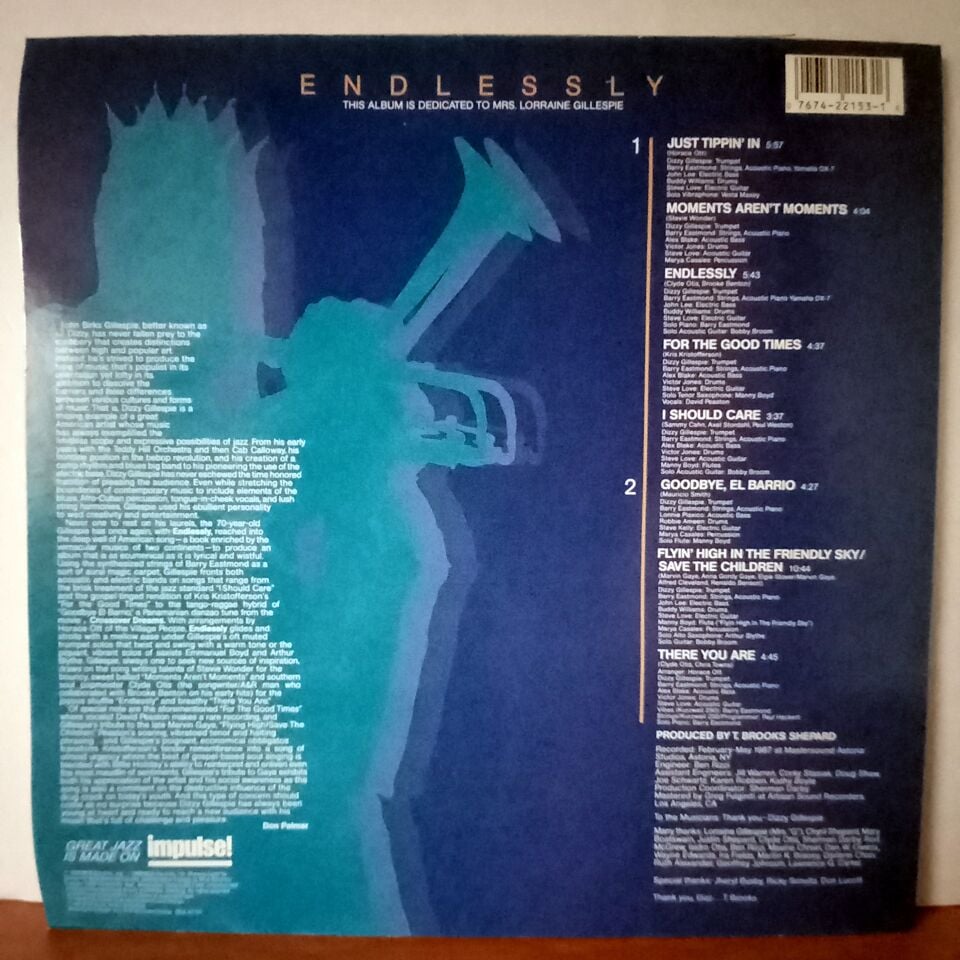 DIZZY GILLESPIE – ENDLESSLY (1988) - LP 2.EL PLAK