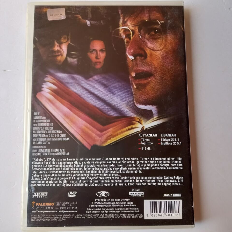 AKBABANIN ÜÇ GÜNÜ / 3 DAYS OF CONDOR - ROBERT REDFORD, FAYE DUNAWAY - DVD 2.EL