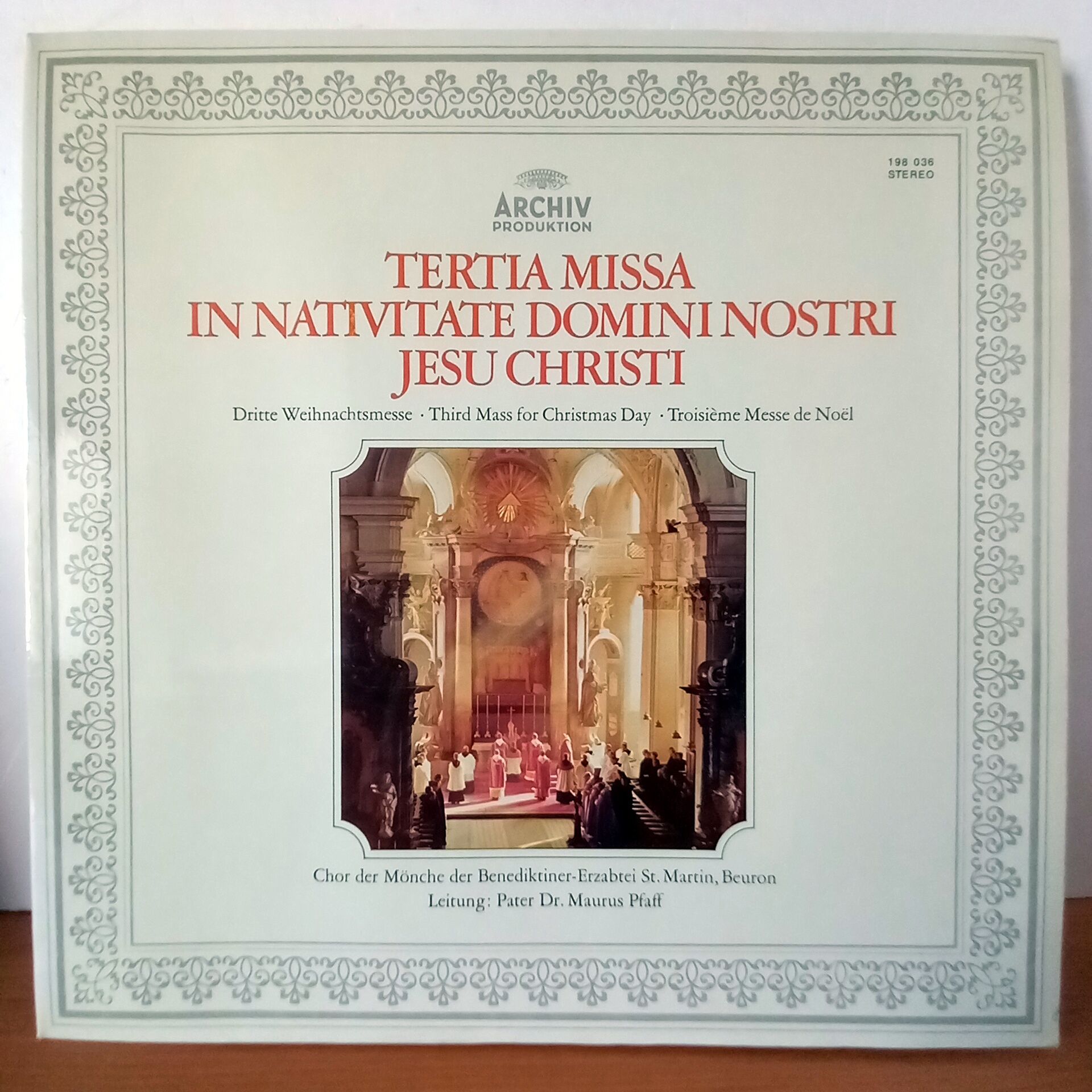 TERTIA MISSA IN NATIVITATE DOMINI NOSTRI JESU CHRISTI / PATER MAURUS PFAFF, CHOR DER MÖNCHE DER BENEDIKTINER-ERZABTEI ST. MARTIN, BEURON (1965) - LP 2.EL PLAK