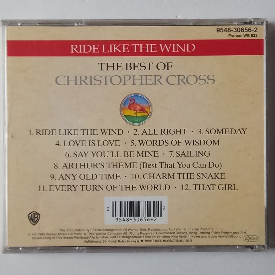 CHRISTOPHER CROSS – RIDE LIKE THE WIND / THE BEST OF CHRISTOPHER CROSS (1991) - CD 1992 REISSUE 2.EL