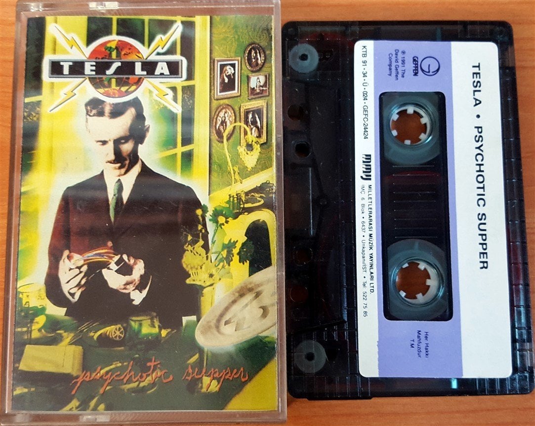 TESLA - PSYCHOTIC SUPPER (1991) MMY CASSETTE MADE IN TURKEY ''USED'' PAPER LABEL