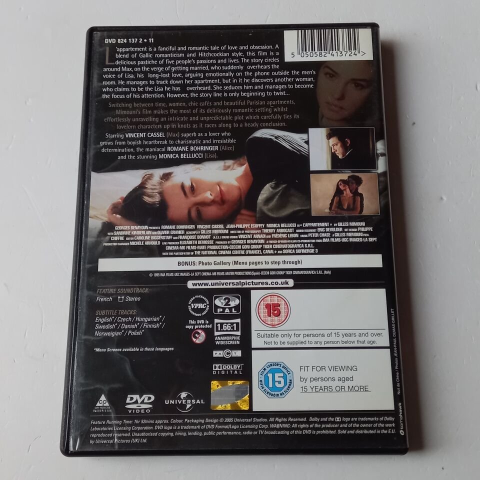 L\'APPARTEMENT - VINCENT CASSEL, MONICA BELLUCCI, ROMANE BOHRINGER - DVD 2.EL