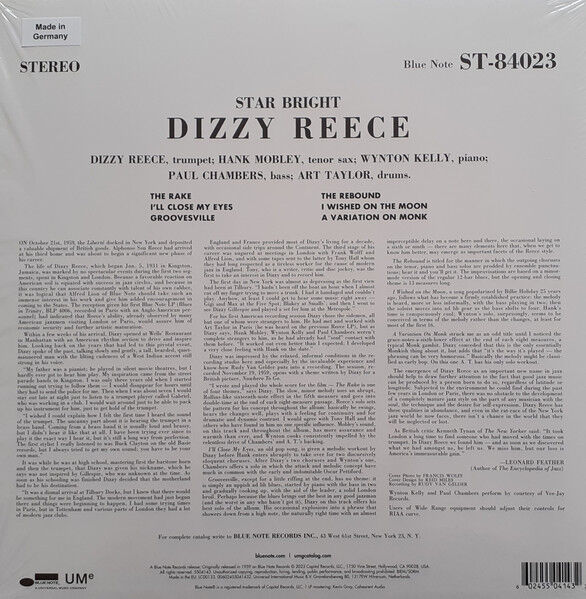 DIZZY REECE - STAR BRIGHT (1959) - LP BLUE NOTE CLASSIC VINYL SERIES 180GR 2023 EDITION SIFIR PLAK
