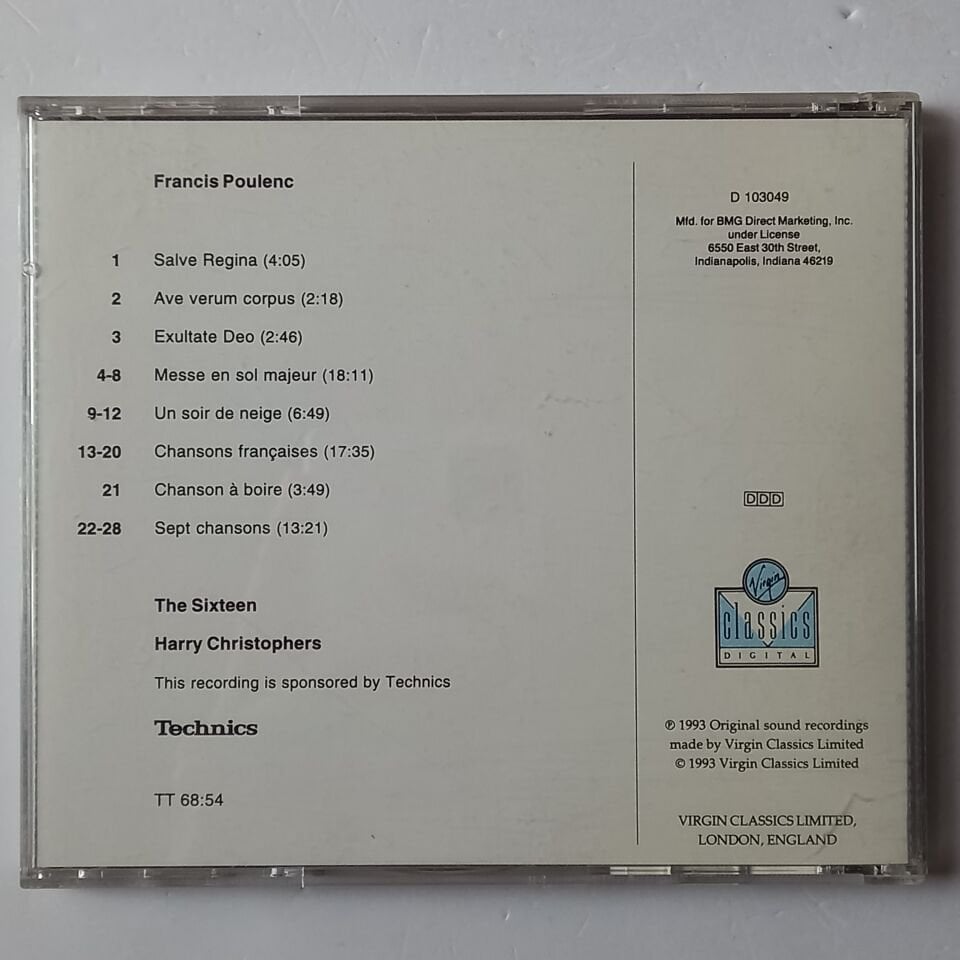 POULENC, THE SIXTEEN, HARRY CHRISTOPHERS – CHANSONS FRANCAISES (1993) - CD 2.EL