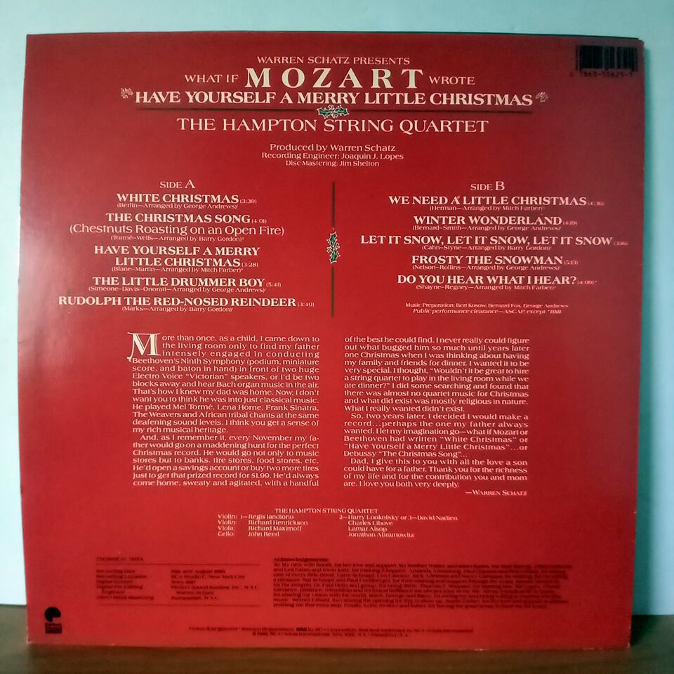 WHAT IF MOZART WROTE \'\'HAVE YOURSELF A MERRY LITTLE CHRISTMAS\'\' / THE HAMPTON STRING QUARTET (1986) - LP 2.EL PLAK