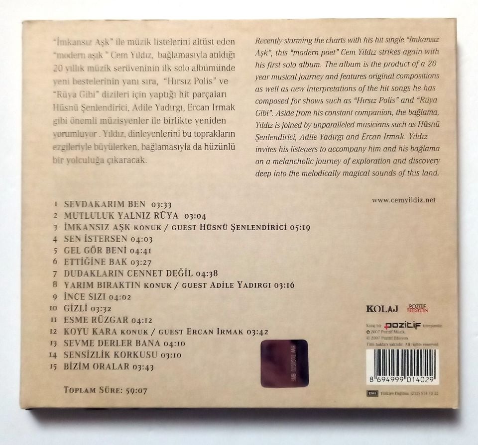 CEM YILDIZ – AŞK İMKANSIZ (2007) - CD 2.EL